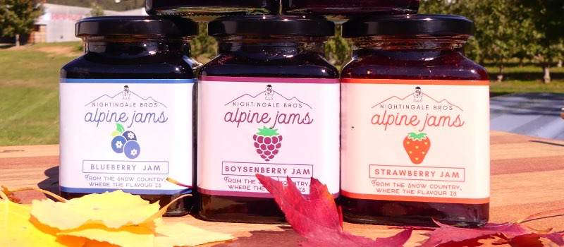 Local made blueberry, boysenberry and strawberry jams Jar of Blueberry, Boysenberry and Strawberry Jams